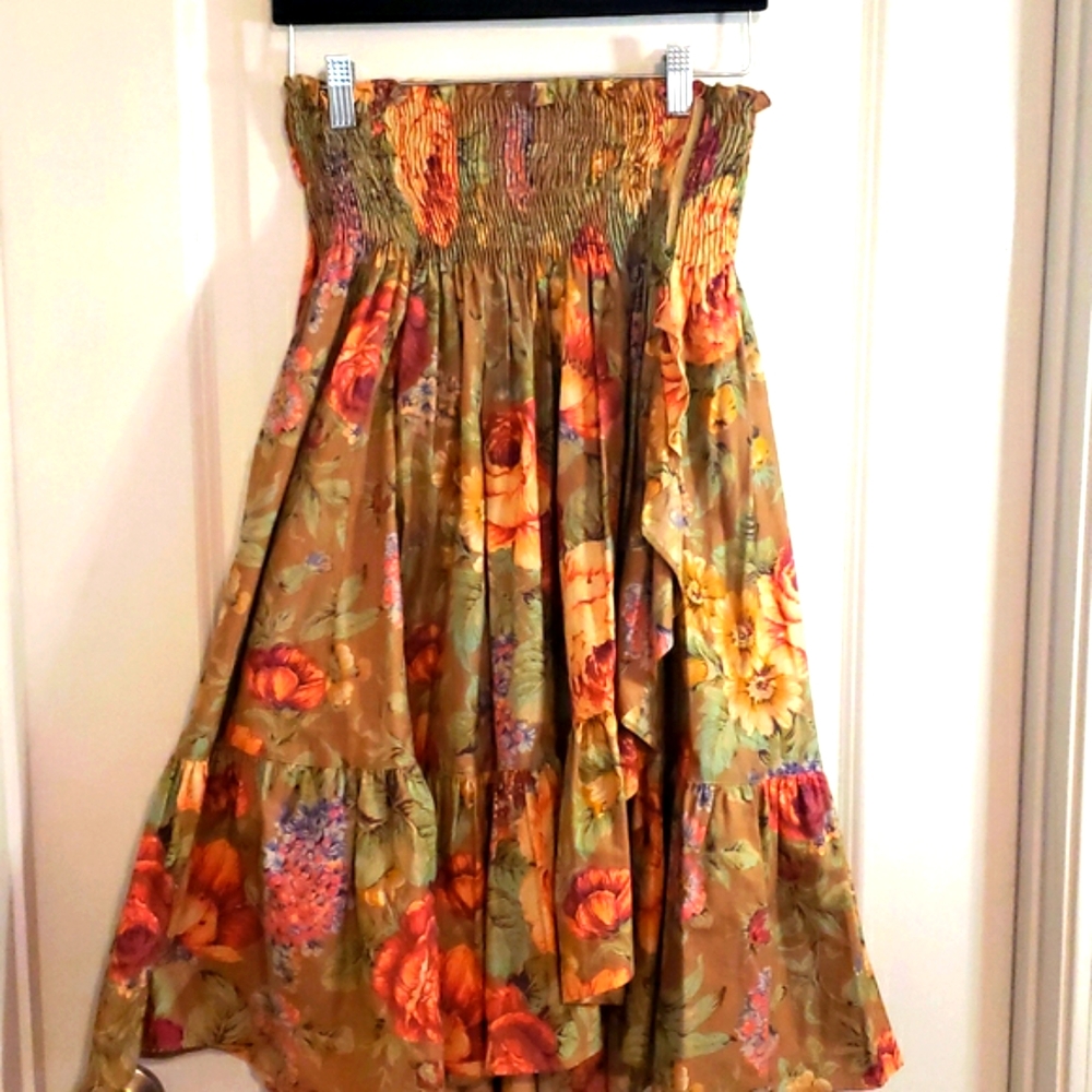 Mondi Boho Style Wrap Earthtones Floral Skirt Size 36